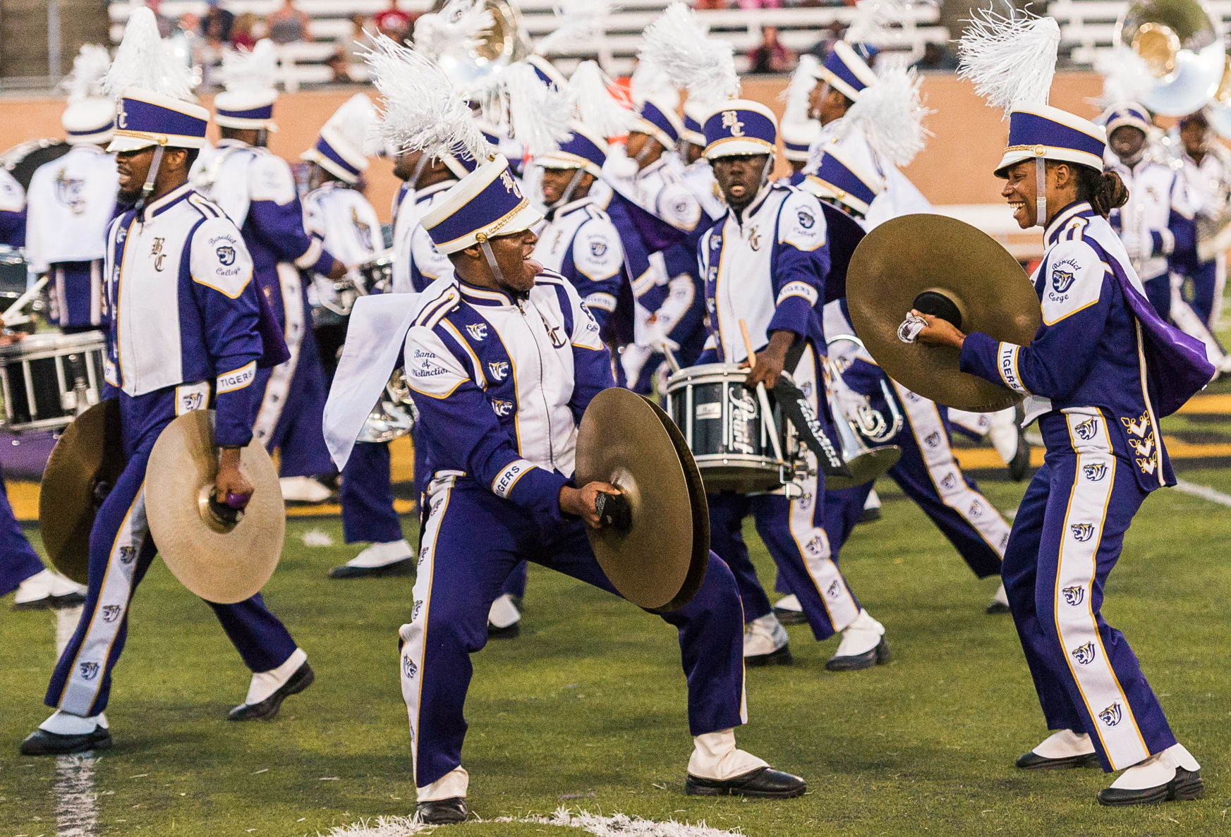 Benedict marching band cymbalists